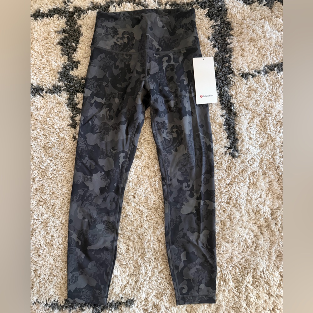 lululemon Black Tonal Floral Camo High-Rise Train Tight